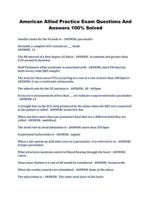 American Allied Practice Exam Questions And Answers 100% Solved