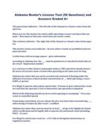 Alabama Boaters License Test (50 Questions) and Answers Graded A+