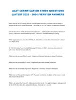 ALAT CERTIFICATION STUDY QUESTIONS (LATEST 2023  2024) VERIFIED ANSWERS