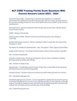 ALF CORE Training Florida Exam Questions With Correct Answers Latest 2023  2024