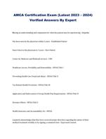 AMCA Certification Exam (Latest 2023  2024) Verified Answers By Expert