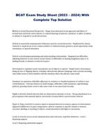 BCAT Exam Study Sheet (2023  2024) With Complete Top Solution