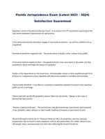 Florida Jurisprudence Exam (Latest 2023  2024) Satisfaction Guaranteed