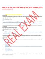 NUR2790 ACTUAL FINAL EXAM QUESTION AND LATEST ANSWERS AS PER MARKING SCHEME.