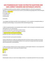 HESI PHARMACOLOGY EXAM 150 PRACTICE QUESTIONS AND 100% CORRECT ANSWERS AND RATIONALES UPDATED