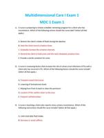 Multidimensional Care I Exam 1 MDC 1 Exam 1