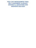WGU C207 MANAGEMENT FINAL SELF ASSESMENT ALREADY GRADED A+ QUESTIONS AND ANSWERS 2023-2024