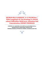 IHUMAN BILLY JOHNSONA 13 YR Old boy.. With Complaints Of Not Wanting To Attend school, Difficulties With focus