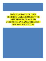 WGU C207 DATA-DRIVEN DECISION MAKING OBJECTIVE ASSESSMENT DETAILED QUESTIONS AND ANSWERS 2022 2023 100% GRADED A+