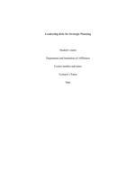 MGMT414: Week #7 Essay:Leadership Role for Strategic Planning