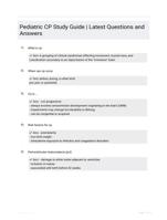 Pediatric CP Study Guide | Latest Questions and Answers