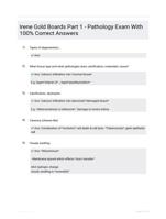 Irene Gold Boards Part 1 - Pathology Exam With 100% Correct Answers