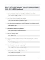 NEIEP 600 Final Verified Questions And Answers With 2023/2024 Updates