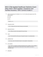 WGU C784 Applied Healthcare Statistics Exam (New 2023/ 2024 Update) | Questions  and Verified Answers| 100% Correct| Grade A