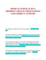 MEDICAL SURGICAL RN A  PROPHECY RELIAS/ 100 QUESTIONS  AND CORRECT ANSWERS