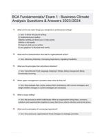 BCA Fundamentals/ Exam 1 - Business Climate Analysis Questions & Answers 2023/2024