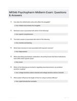 NR546 Psychopharm Midterm Exam: Questions & Answers
