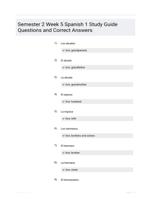 Semester 2 Week 5 Spanish 1 Study Guide Questions and Correct Answers