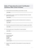 State of Texas Security Level II Certification Questions With Correct Answers