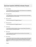 EpicCare Inpatient (INP402) 2023 LATEST QUESTIONS  WITH VERIFIED SOLUTIONS
