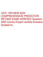 VATI RN NEW 2024 COMPREHENSIVE PREDICTOR RETAKE EXAM VERIFIED Question AND Correct Expert verified Answers Graded A+