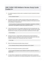 UNE CHEM 1005 Midterm Review Study Guide Graded A+