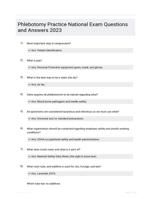 Phlebotomy Practice National Exam Questions and Answers 2023