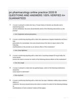 pn pharmacology online practice 2020 B QUESTIONS AND ANSWERS 100% VERIFIED A+ GUARANTEED