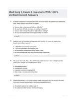 Med Surg 2, Exam 3 Questions With 100 % Verified Correct Answers