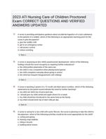 2023 ATI Nursing Care of Children Proctored Exam CORRECT QUESTIONS AND VERIFIED ANSWERS UPDATED