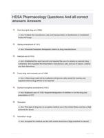 HOSA Pharmacology Questions And all correct answers Answers