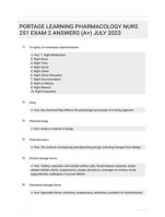PORTAGE LEARNING PHARMACOLOGY NURS 251 FINAL EXAM 2023 (A+)