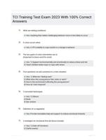 TCI Training Test Exam 2023 With 100% Correct Answers