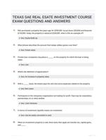 TEXAS SAE REAL ESATE INVESTMENT COURSE EXAM QUESTIONS AND ANSWERS