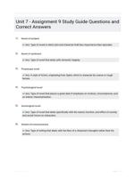 Unit 7 - Assignment 9 Study Guide Questions and Correct Answers