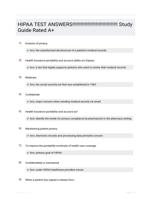 HIPAA TEST ANSWERS!!!!!!!!!!!!!!!!!!!!!!!!!!!!!!!!! Study Guide Rated A+