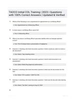 TAOCO Initial COL Training | 2023 | Questions with 100% Correct Answers | Updated & Verified