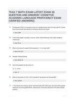 TEAS 7 MATH EXAM 30 QUESTIONS  WITH 100% CORRECT  ANSWERS