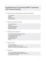 Fundamentals of Coaching EXAM 1 Questions with Correct Answers.