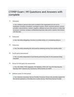 CTPRP Exam | 99 Questions and Answers With Complete Solution