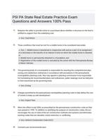 PSI PA State Real Estate Practice Exam Questions and Answers 100% Pass