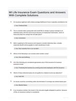 MI Life Insurance Exam Questions and Answers With Complete Solutions