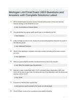 Michigan LAH Final Exam | 803 Questions and Answers with Complete Solutions  Latest