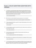 Exam 2 - NCLEX QUESTIONS QUESTIONS WITH ANSWER