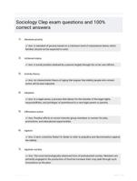 Sociology Clep exam  questions and 100% correct answers