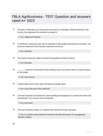 FBLA Agribusiness - TEST Question and answers rated A+ 2023