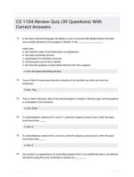 CS 1104 Review Quiz |39 Questions| With Correct Answers.