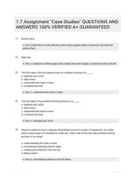 1.7 Assignment "Case Studies" QUESTIONS AND ANSWERS 100% VERIFIED A+ GUARANTEED