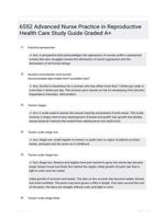 6552 Advanced Nurse Practice in Reproductive Health Care Study Guide Graded A+
