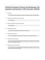 APHON Principles of Chemo and Biotherapy, Top Questions and answers, 100% Accurate. Verified.